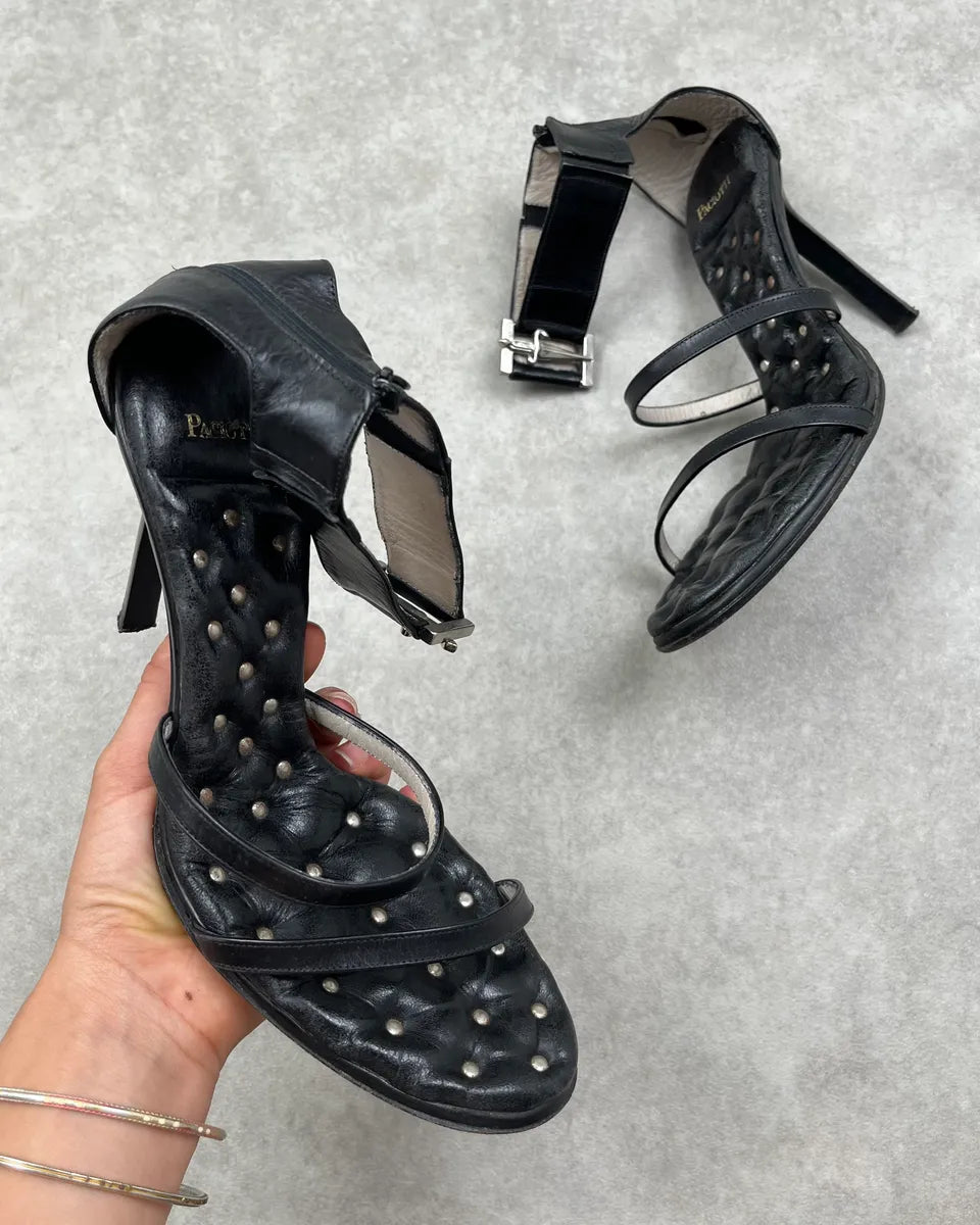 Cesare Paciotti Black Leather Sandals Heels JCvwPhD 0