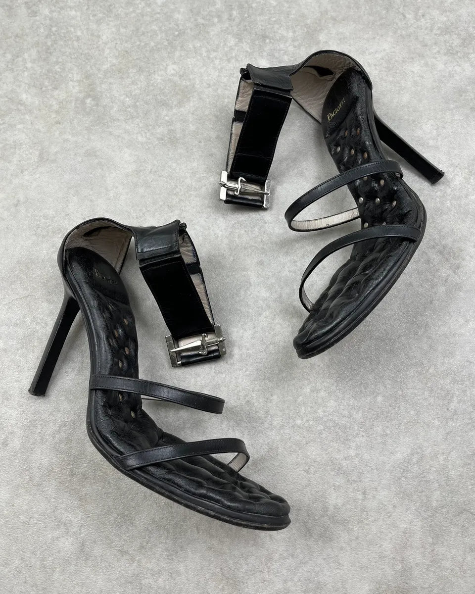 Cesare Paciotti Black Leather Sandals Heels JCvwPhD 1