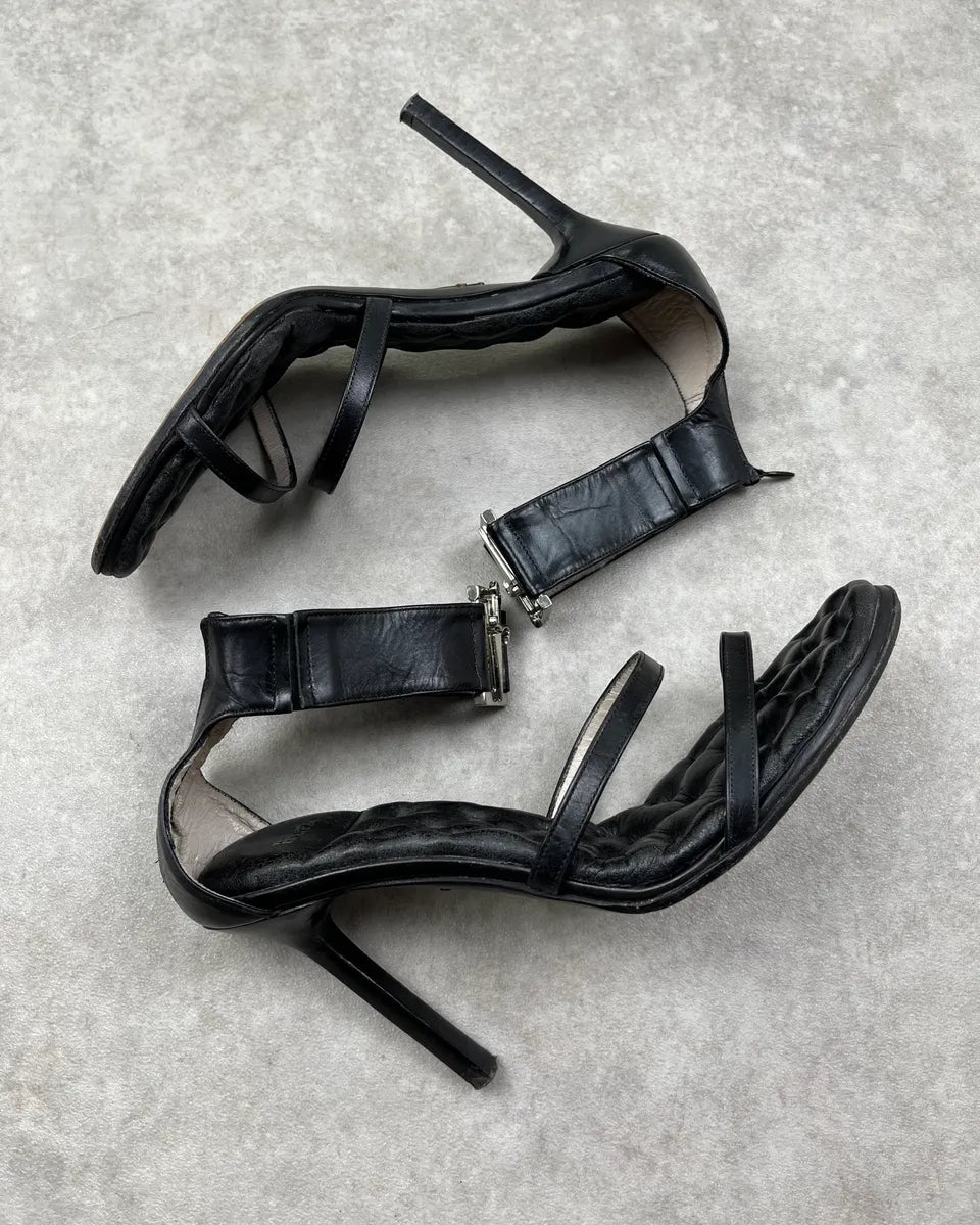 Cesare Paciotti Black Leather Sandals Heels JCvwPhD 3