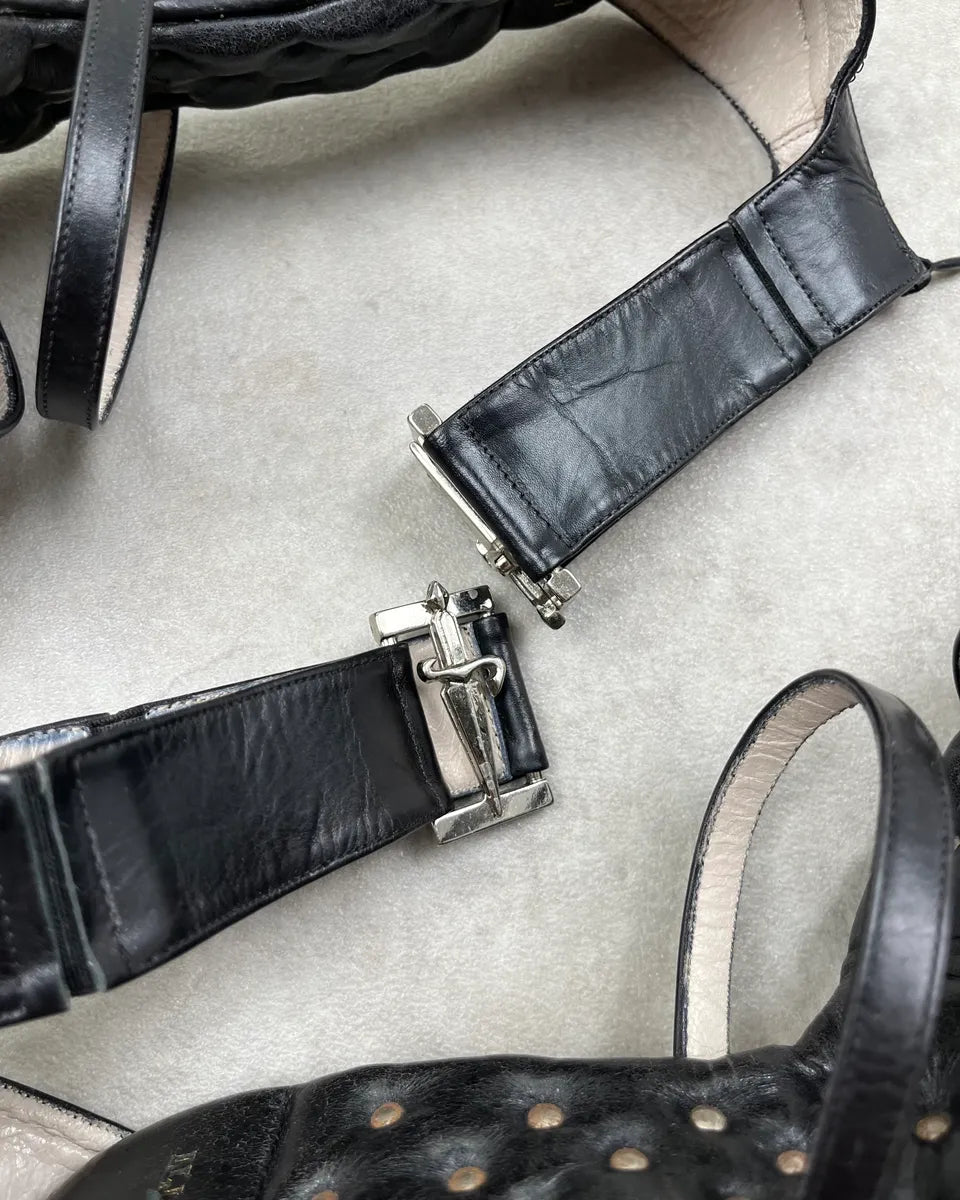 Cesare Paciotti Black Leather Sandals Heels JCvwPhD 4