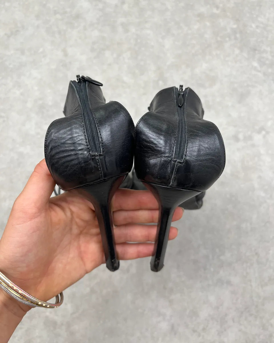 Cesare Paciotti Black Leather Sandals Heels JCvwPhD 6