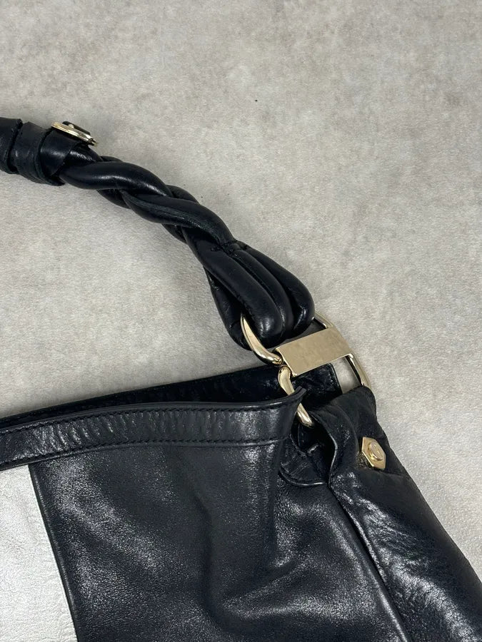 Cesare Paciotti Black Gold Stripe Leather Shoulder Bag OnwZFIL 8