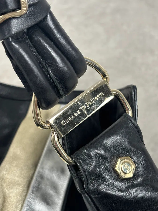 Cesare Paciotti Black Gold Stripe Leather Shoulder Bag OnwZFIL 10