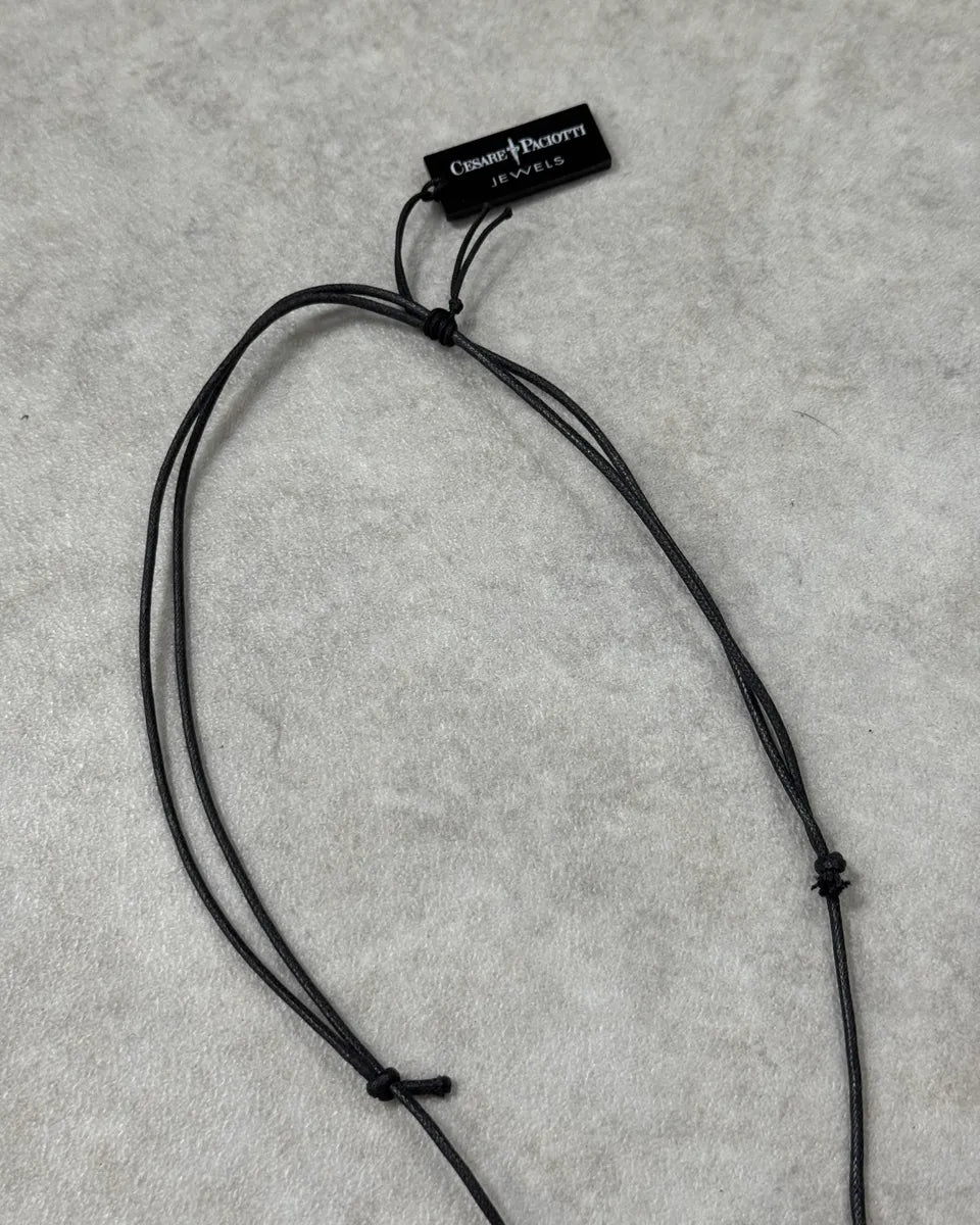 Cesare Paciotti Black Leather Stainless Still Dagger Pendant Adjustable Necklace TpFSbcv 3