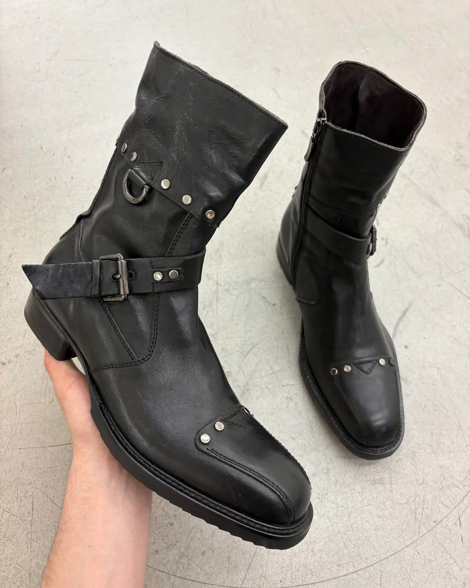 Cesare Paciotti Black Leather Studded Ankle Boots BHIOVmK 0
