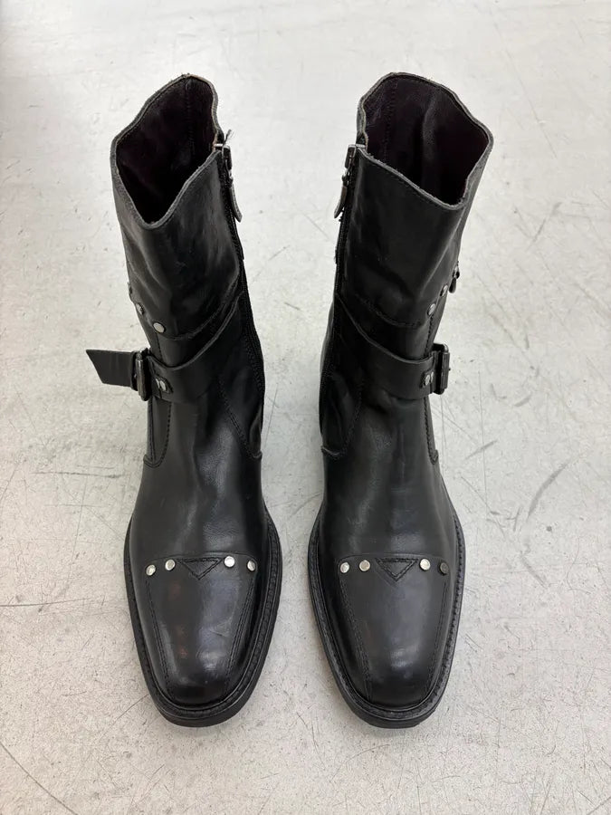 Cesare Paciotti Black Leather Studded Ankle Boots BHIOVmK 1