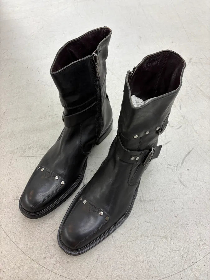Cesare Paciotti Black Leather Studded Ankle Boots BHIOVmK 2