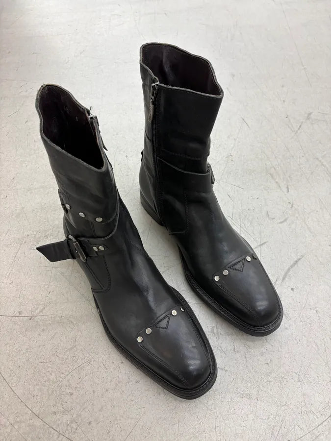 Cesare Paciotti Black Leather Studded Ankle Boots BHIOVmK 3