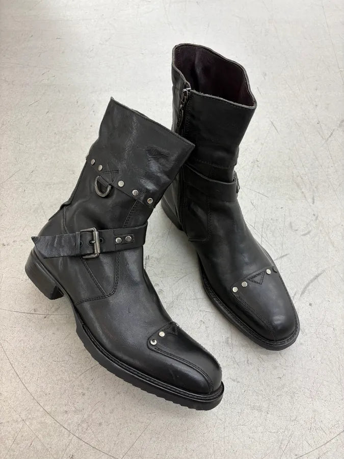 Cesare Paciotti Black Leather Studded Ankle Boots BHIOVmK 4