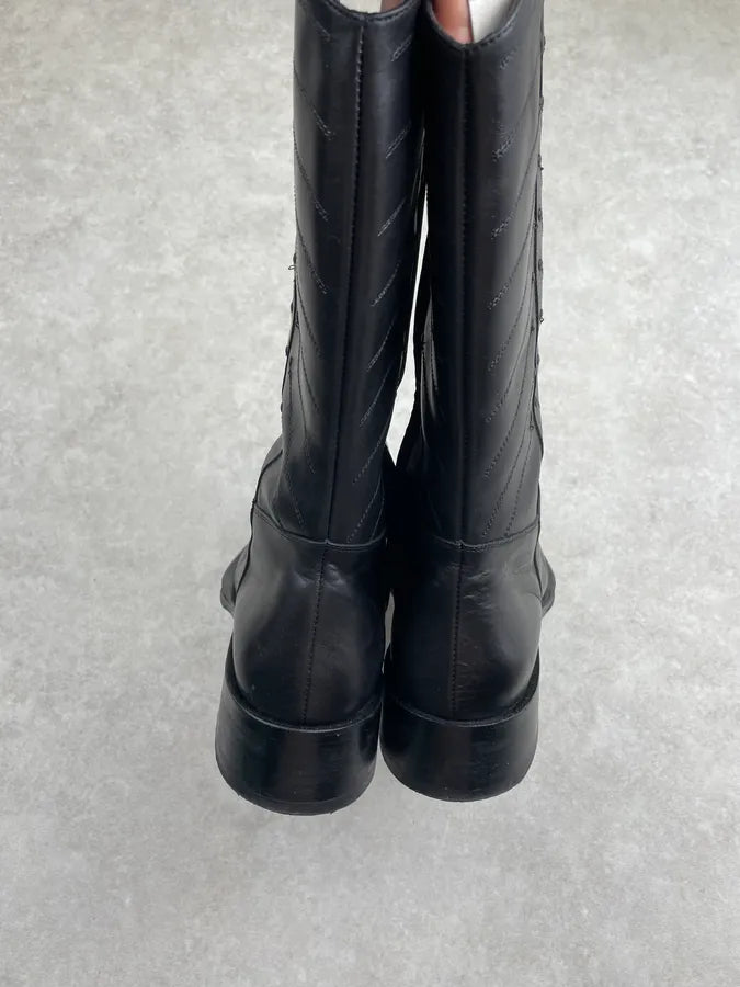 Cesare Paciotti Black Leather Studded Boots gnRkNOh 6