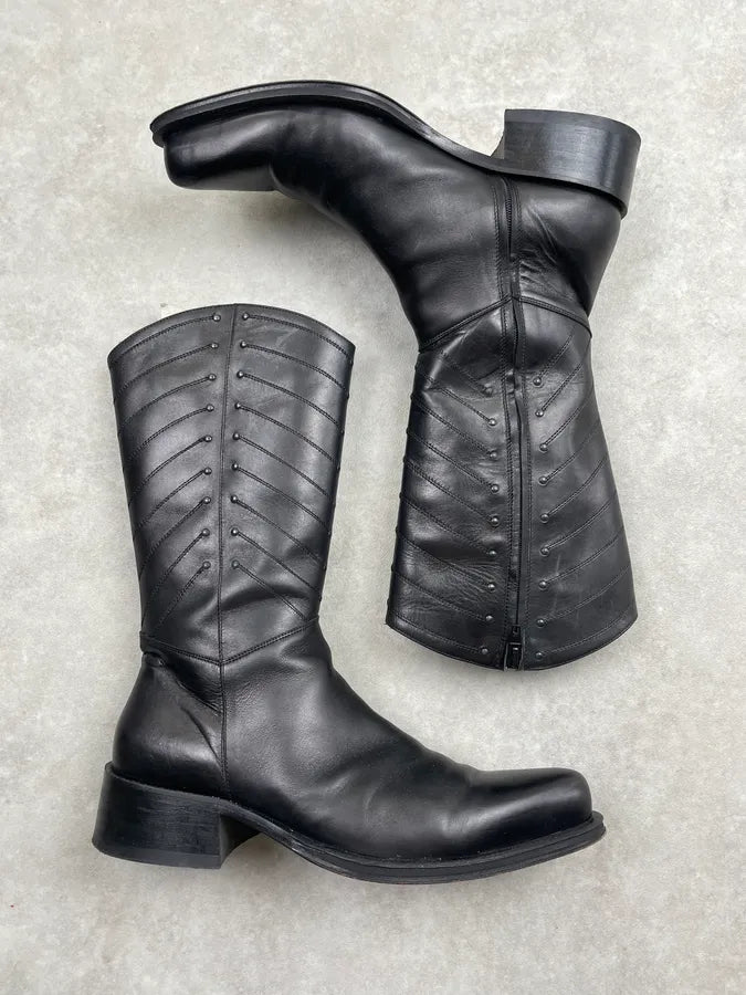 Cesare Paciotti Black Leather Studded Boots gnRkNOh 1