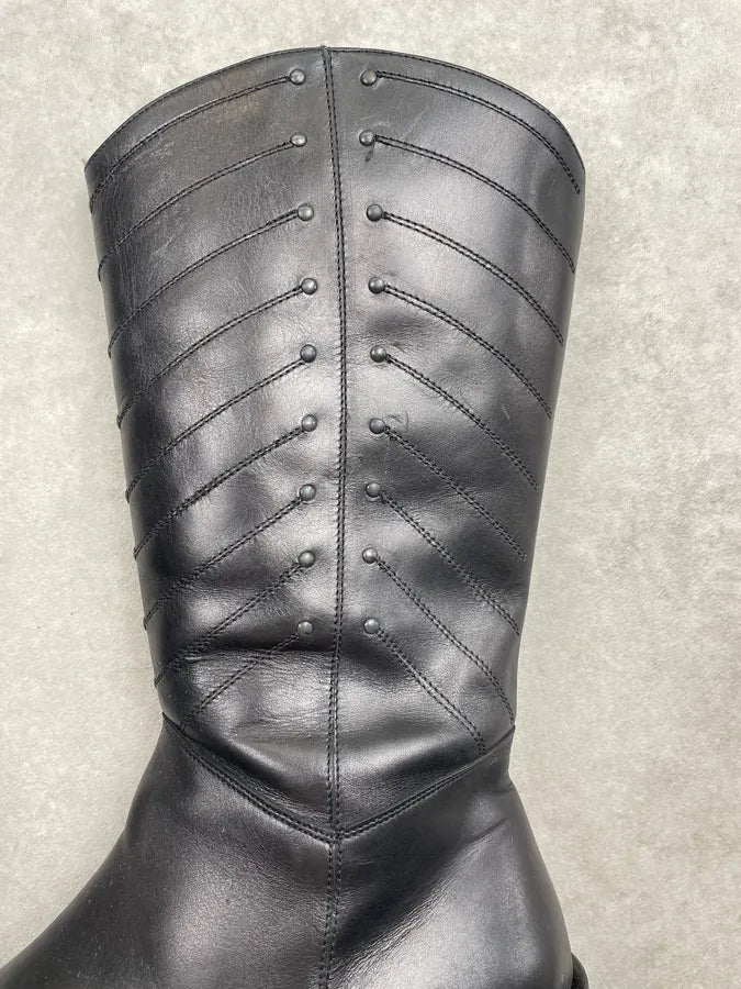 Cesare Paciotti Black Leather Studded Boots gnRkNOh 3