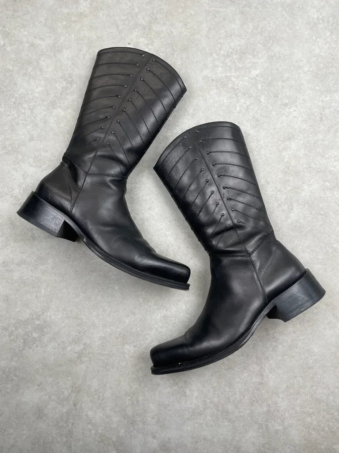 Cesare Paciotti Black Leather Studded Boots gnRkNOh 0