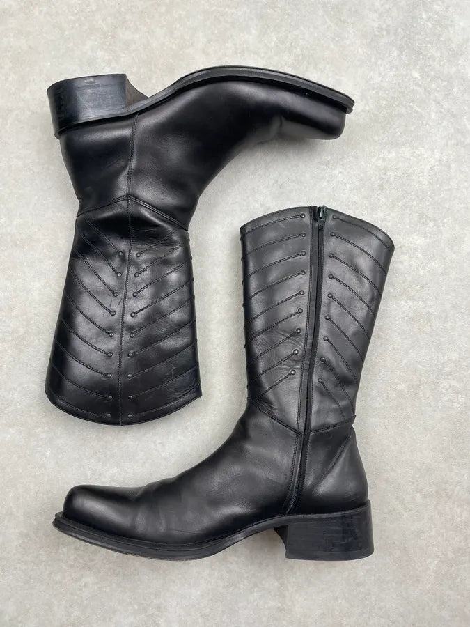 Cesare Paciotti Black Leather Studded Boots gnRkNOh 2