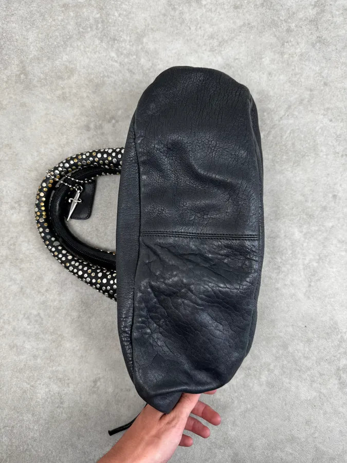 Cesare Paciotti Black Leather Studded Handle Bag JZXfooz 10