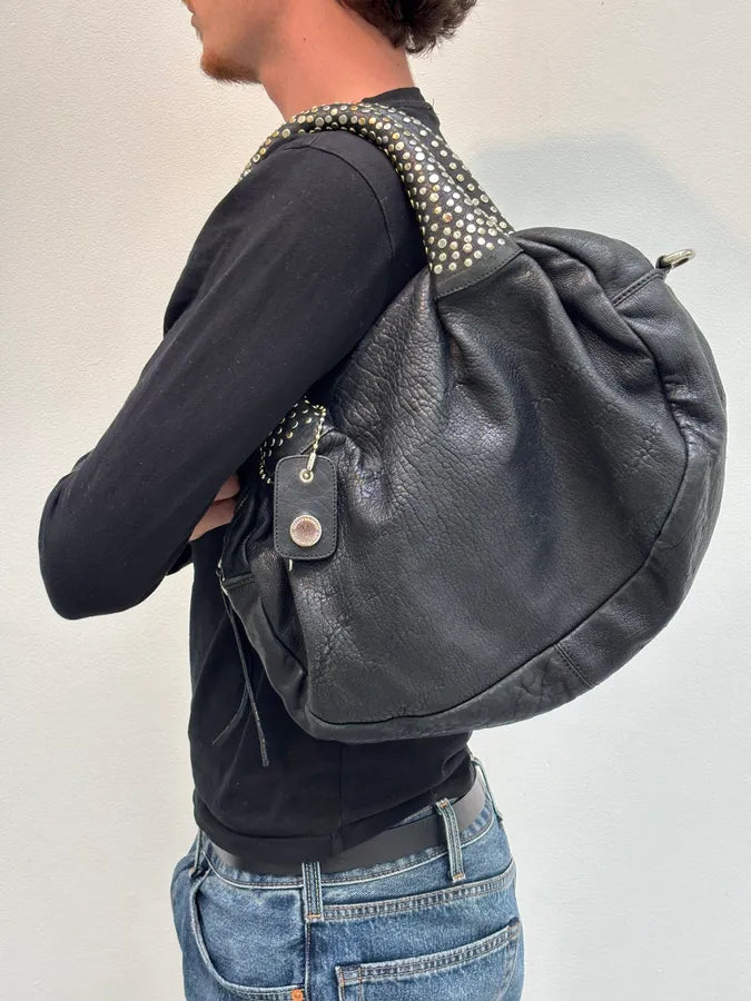 Cesare Paciotti Black Leather Studded Handle Bag JZXfooz 3
