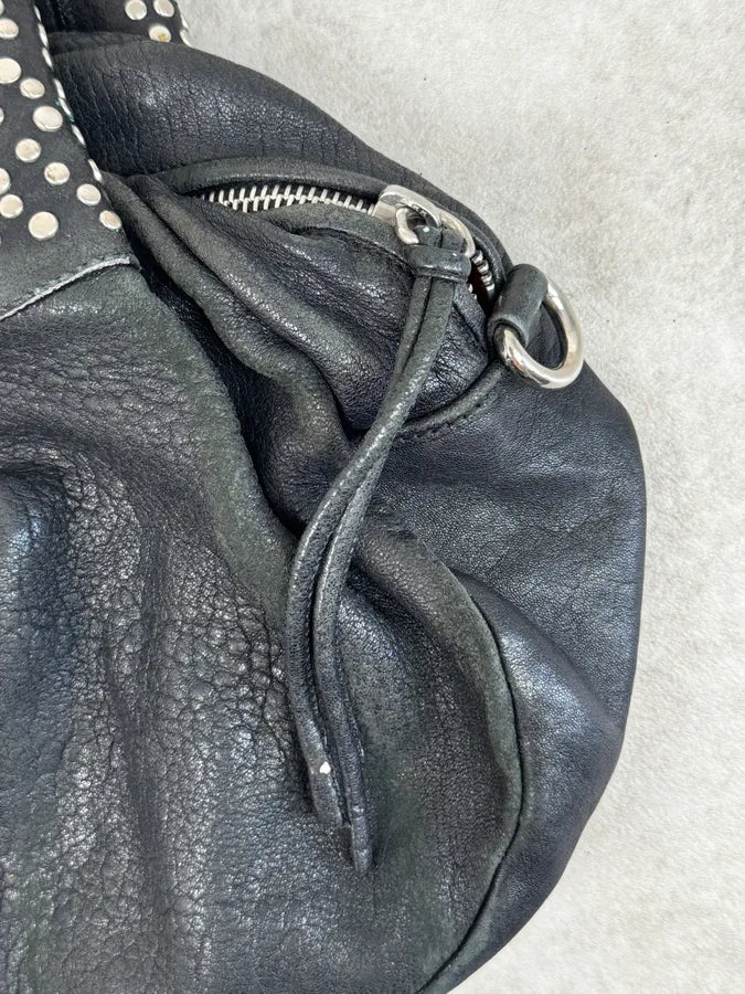 Cesare Paciotti Black Leather Studded Handle Bag JZXfooz 9