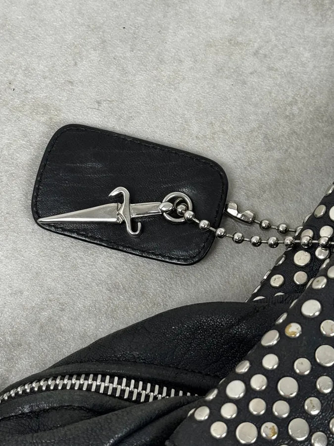 Cesare Paciotti Black Leather Studded Handle Bag JZXfooz 7