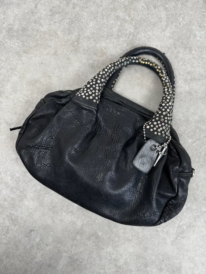 Cesare Paciotti Black Leather Studded Handle Bag JZXfooz 5