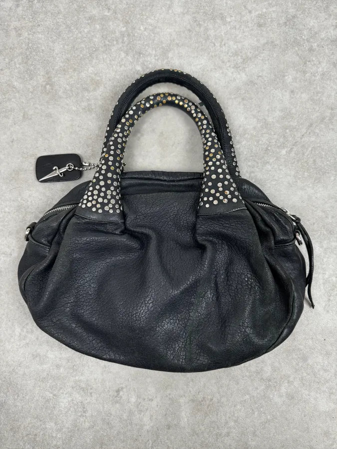 Cesare Paciotti Black Leather Studded Handle Bag JZXfooz 0