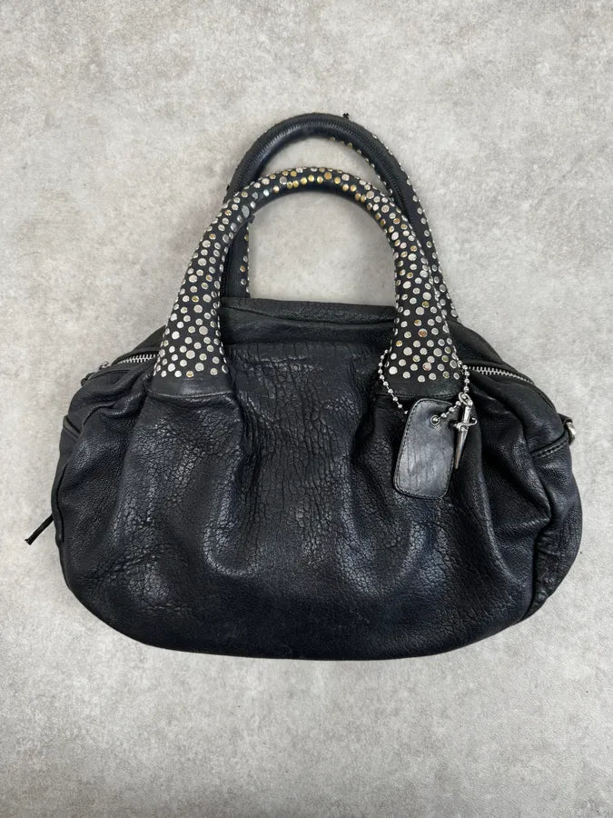 Cesare Paciotti Black Leather Studded Handle Bag JZXfooz 1
