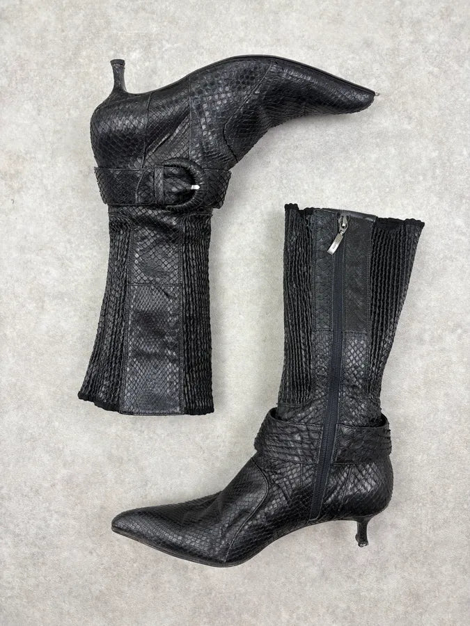 Cesare Paciotti Black Python Leather Ankle Boots rvbnJLp 3