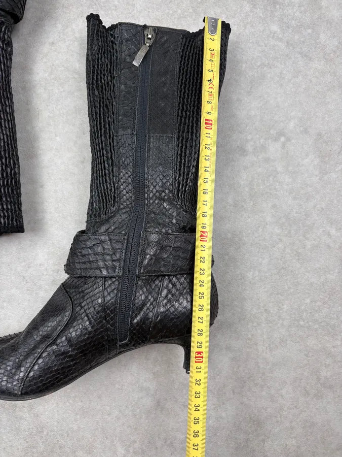 Cesare Paciotti Black Python Leather Ankle Boots rvbnJLp 9