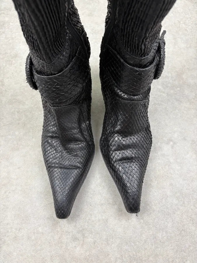 Cesare Paciotti Black Python Leather Ankle Boots rvbnJLp 1