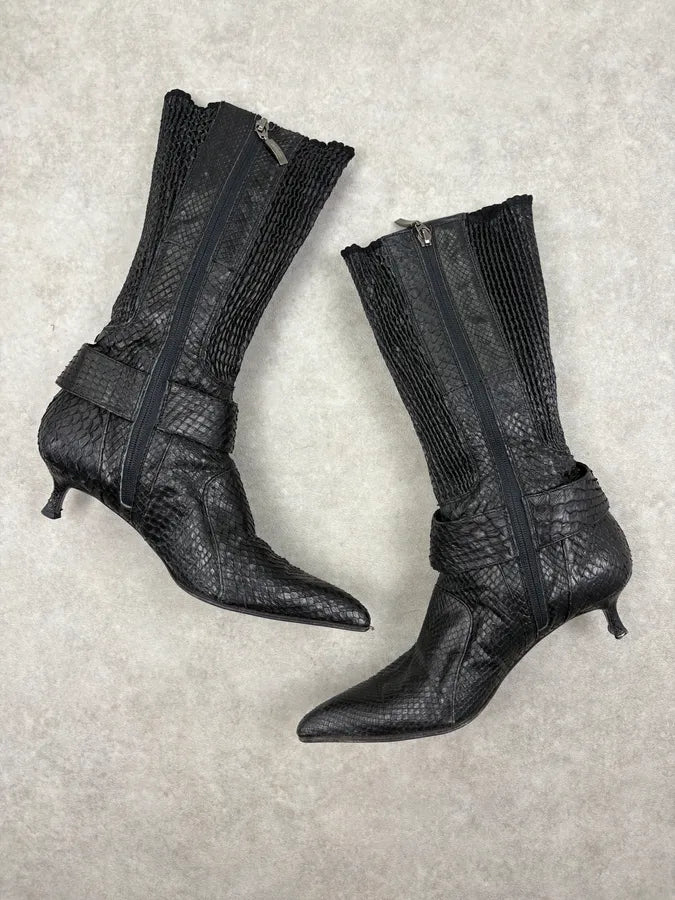 Cesare Paciotti Black Python Leather Ankle Boots rvbnJLp 5