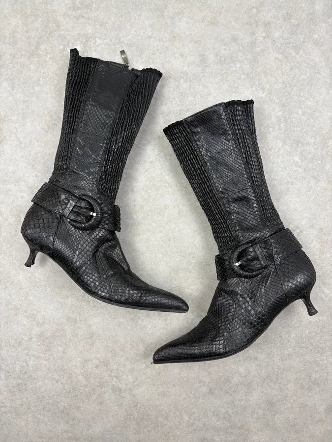 Cesare Paciotti Black Python Leather Ankle Boots rvbnJLp 4