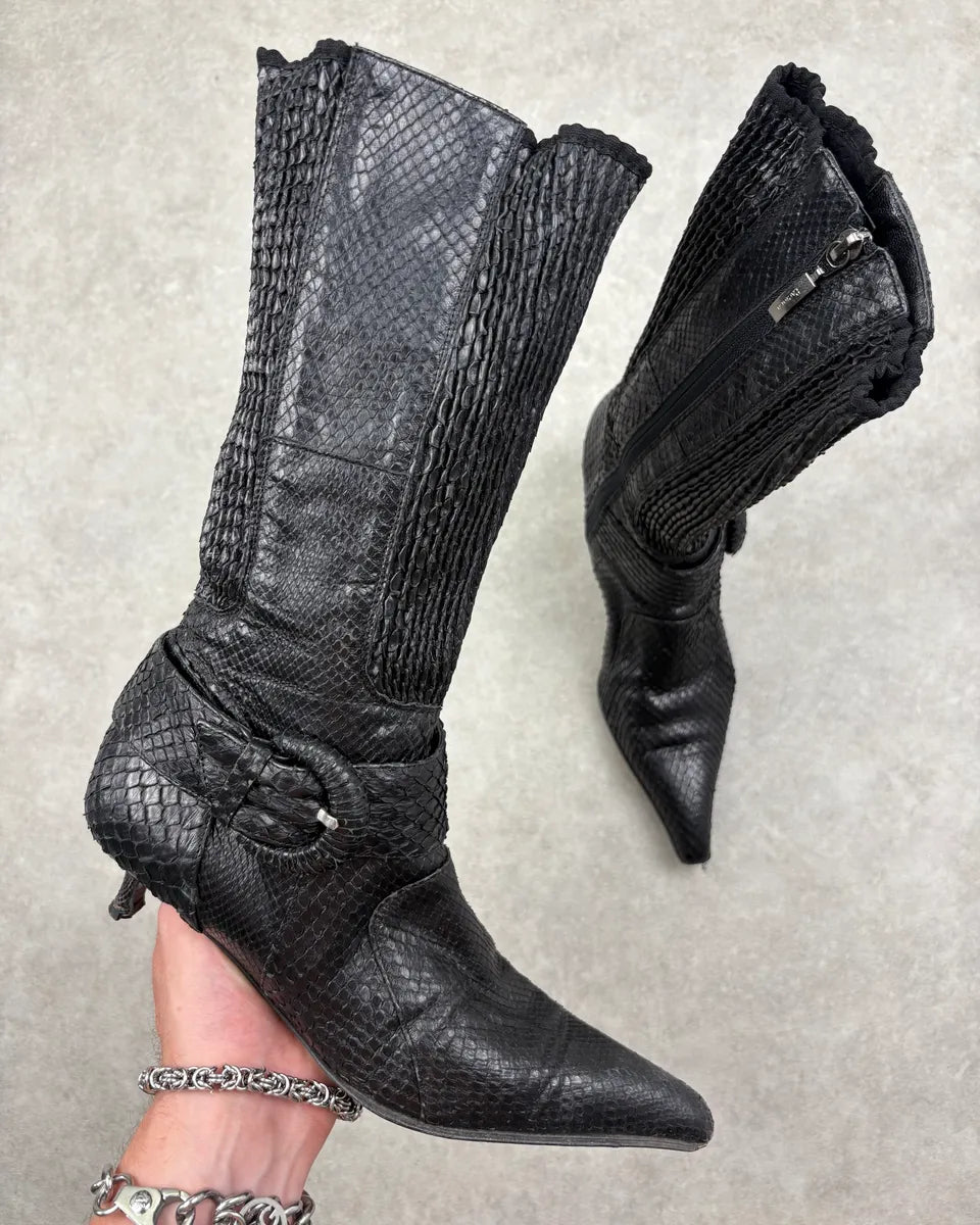 Cesare Paciotti Black Python Leather Ankle Boots rvbnJLp 0