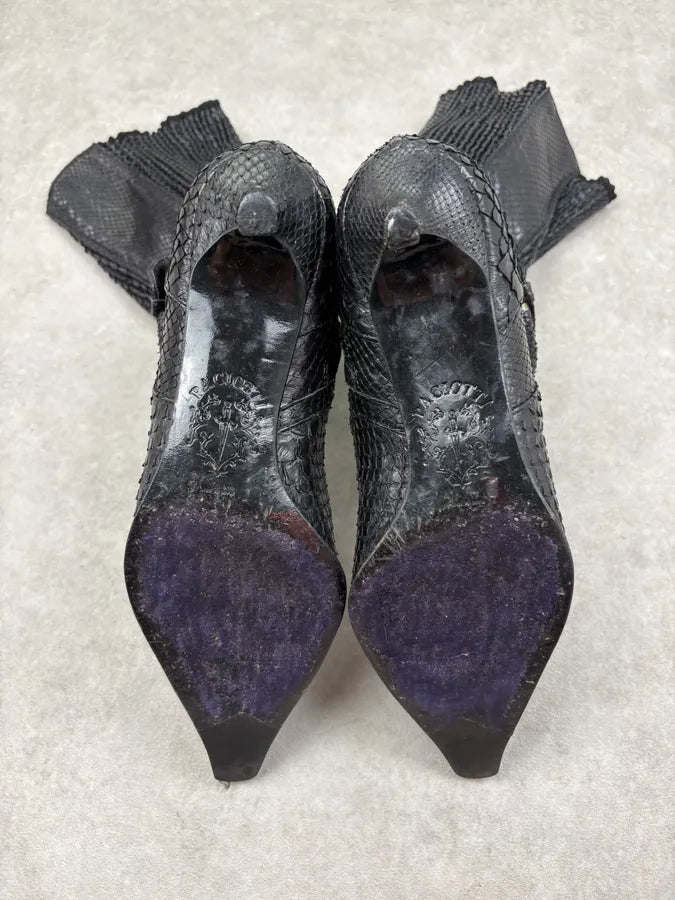 Cesare Paciotti Black Python Leather Ankle Boots rvbnJLp 7