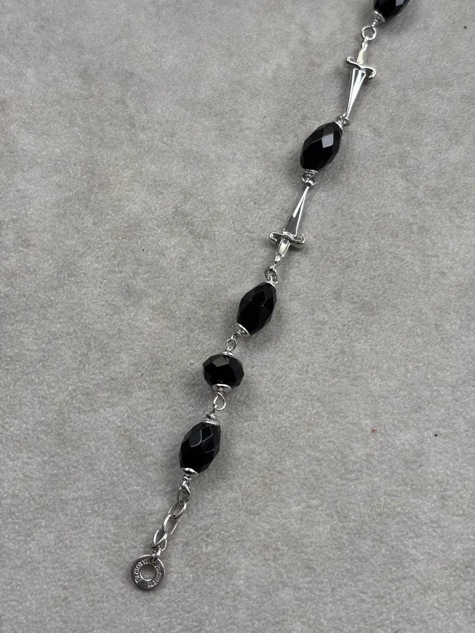 Cesare Paciotti Black Silver Dagger Cross Bracelet kKeAmEn 6