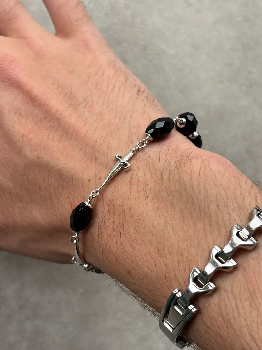 Cesare Paciotti Black Silver Dagger Cross Bracelet kKeAmEn 2