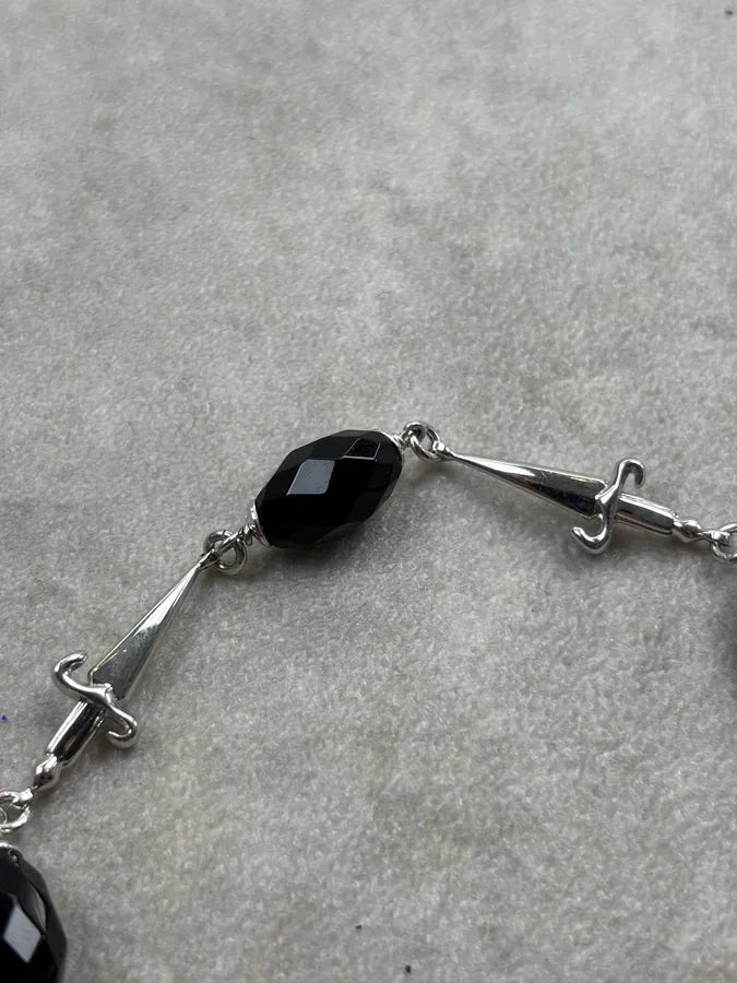 Cesare Paciotti Black Silver Dagger Cross Bracelet kKeAmEn 8