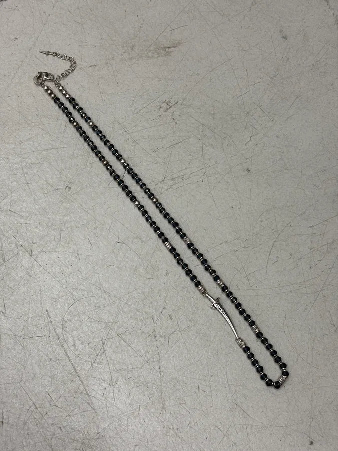 Cesare Paciotti Black Pearl Beaded Dagger Necklace rhXqkMH 3