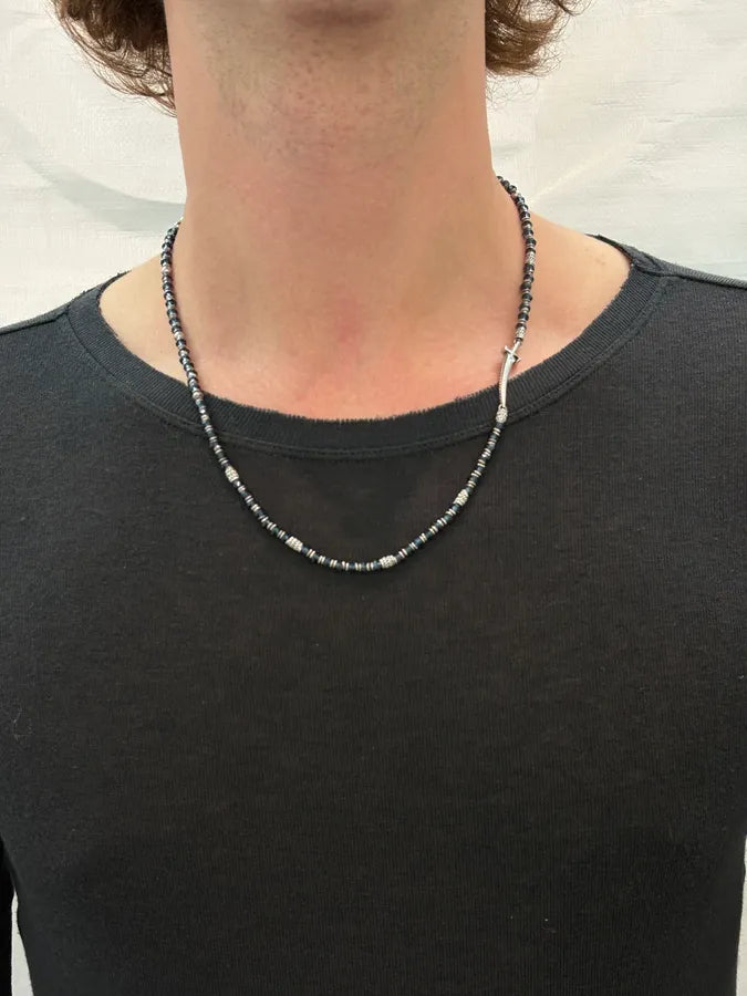 Cesare Paciotti Black Pearl Beaded Dagger Necklace rhXqkMH 1