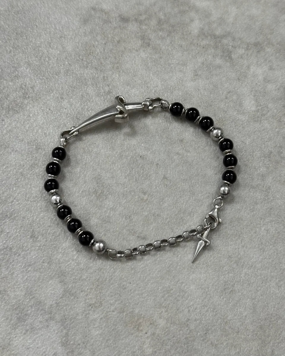 Cesare Paciotti Black Pearl Beaded Stainless Steel Dagger Bracelet  BzbNZsK 0