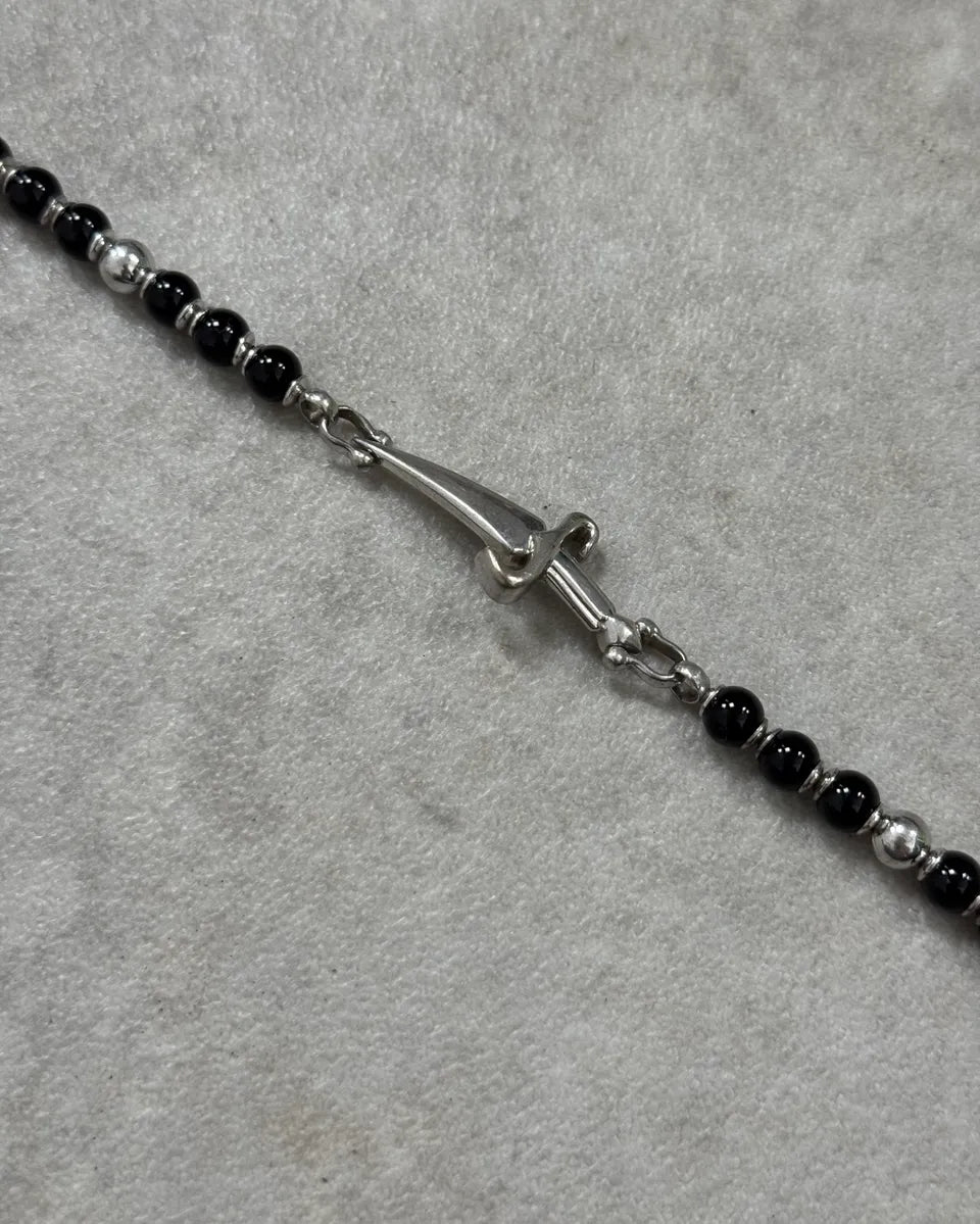 Cesare Paciotti Black Pearl Beaded Stainless Steel Dagger Bracelet  BzbNZsK 5