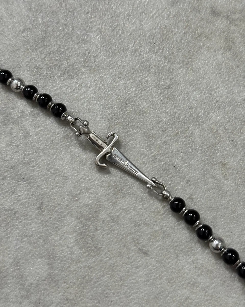 Cesare Paciotti Black Pearl Beaded Stainless Steel Dagger Bracelet  BzbNZsK 6