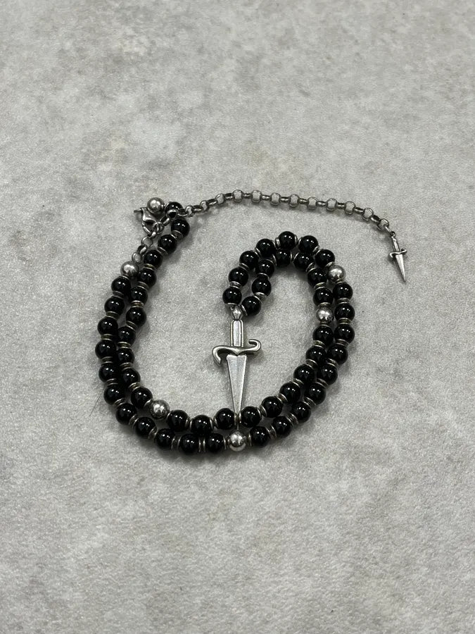 Cesare Paciotti Black Pearl Dagger Necklace YuZKDJc 2