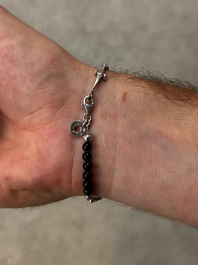 Cesare Paciotti Black Pearls Silver Daggers Bracelet nGwRbcg 5