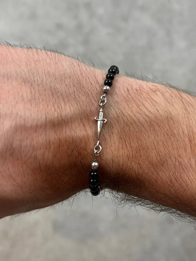 Cesare Paciotti Black Pearls Silver Daggers Bracelet nGwRbcg 4