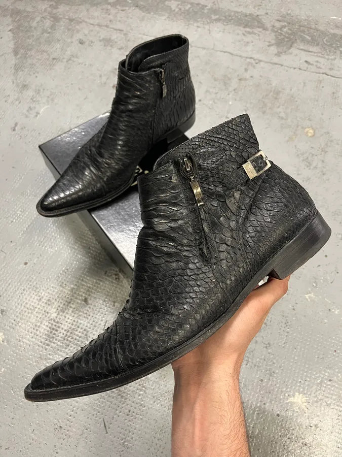 Cesare Paciotti Black Python Leather Chelsea Boots WrHdXVK 0