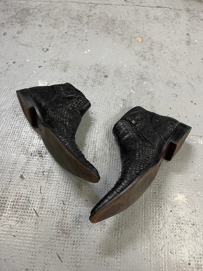 Cesare Paciotti Black Python Leather Chelsea Boots WrHdXVK 2