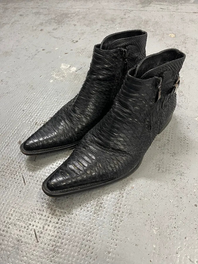 Cesare Paciotti Black Python Leather Chelsea Boots WrHdXVK 3