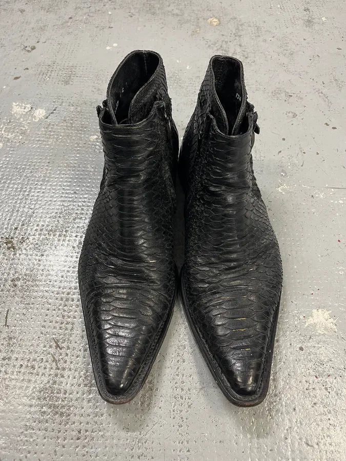 Cesare Paciotti Black Python Leather Chelsea Boots WrHdXVK 5