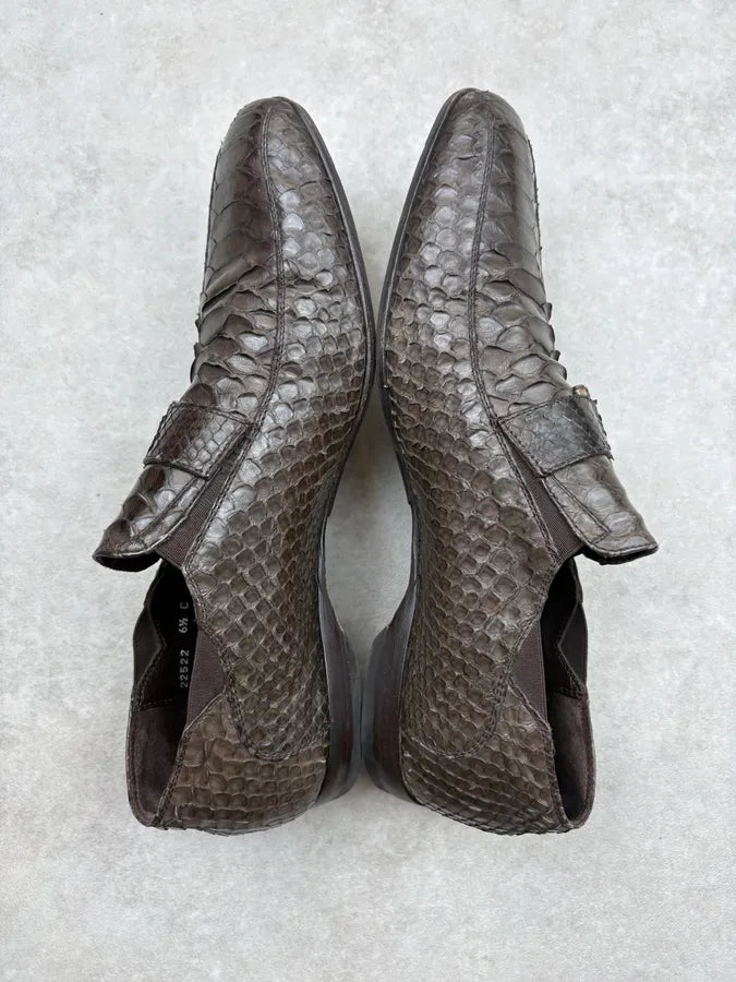 Cesare Paciotti Brown Python Loafer Shoes oMAPOvY 4