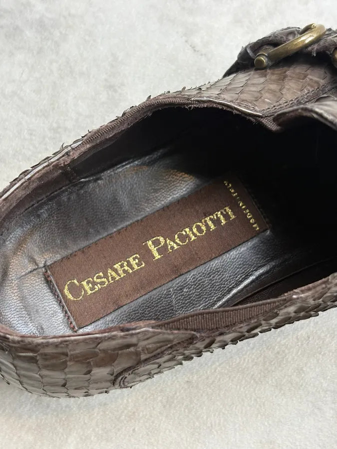 Cesare Paciotti Brown Python Loafer Shoes oMAPOvY 6