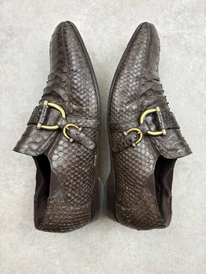 Cesare Paciotti Brown Python Loafer Shoes oMAPOvY 3